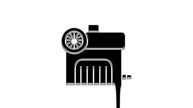 Black Air compressor icon isolated on white background. 4K Video motion graphic animation