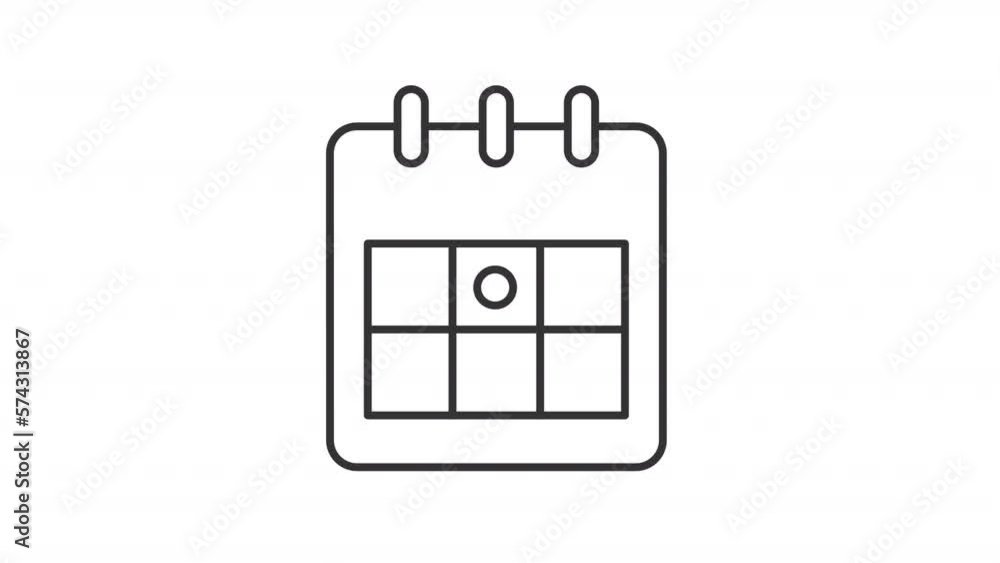 Poster Animated calendar linear icon. Planning appointment. Countdown. Project deadline. Seamless loop HD video with alpha channel on transparent background. Outline motion graphic animation