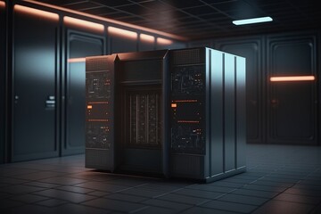 matrix server indoor space. AI technology generated image