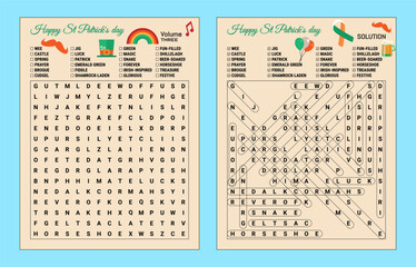 St Patrick's Day Word Search Puzzle - volume three