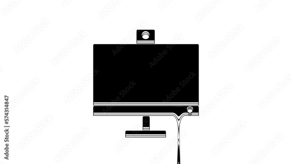Poster black computer monitor icon isolated on white background. pc component sign. 4k video motion graphic