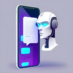 Smartphone Artificial Intelligence chat bot illustration concept