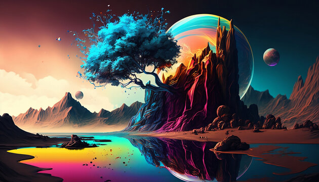  Grapic illustrastion of a new world which can be used as a background - A new world - Out of this world