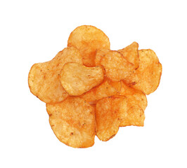 Tasty potato chips on a transparent background, unhealthy food