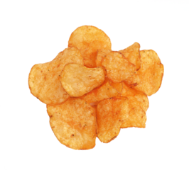 Tasty potato chips on a transparent background, unhealthy food