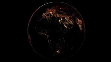 View on the Earth in space during night with city lights