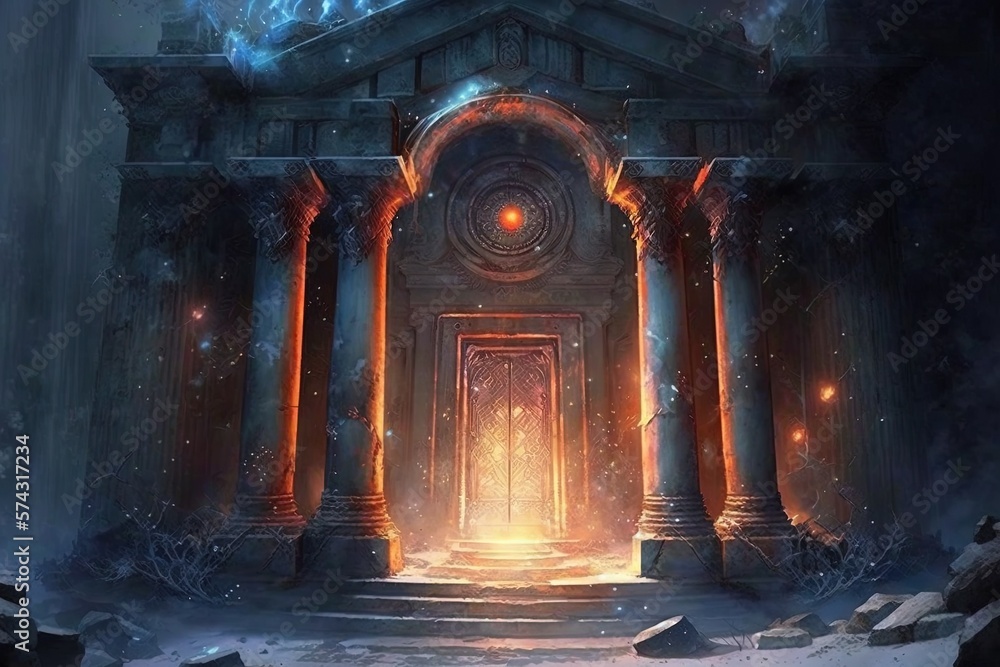 Poster overwhelming wonder unleashed inside a sealed shrine: the mysterious temple generative ai