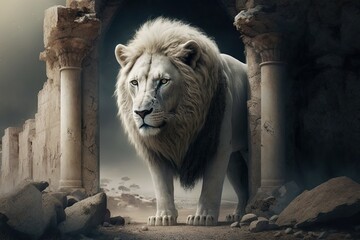 Obraz premium Stoic Nature's Protector in the White Stronghold Generative AI