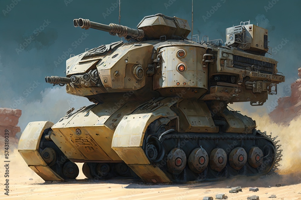 Poster the juggernaut unleashed: paintings of the mobile armored arsenal generative ai
