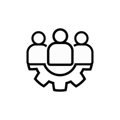Line leadership icon in a flat style. Team and gear symbol, vector illustration.