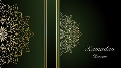 Islamic arabic luxury green background with geometric pattern and beautiful ornament.
