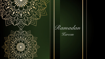 Islamic arabic luxury green background with geometric pattern and beautiful ornament.