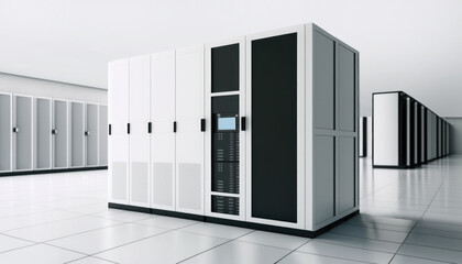 Generative AI illustration of modern data center with servers