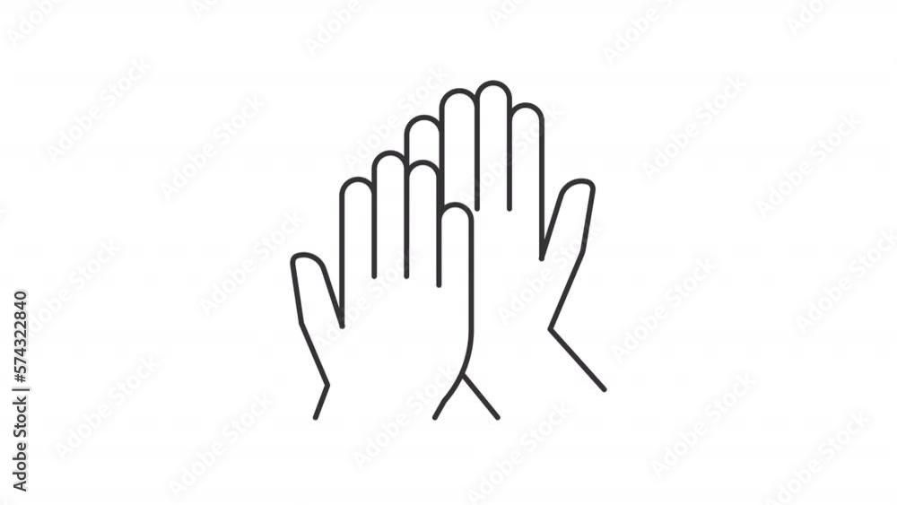 Poster animated high five linear icon. body language. hand gesture. positive interaction. seamless loop hd 