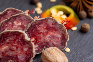 cooking snacks with salami