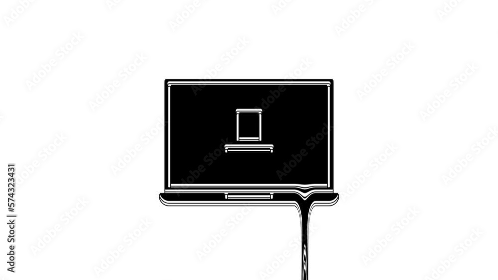 Poster black laptop icon isolated on white background. computer notebook with empty screen sign. 4k video m