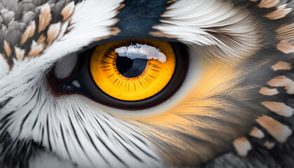 close up eye of owl, Generative AI