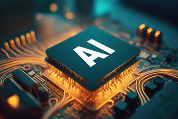 AI machine computer chipset - obrazy, fototapety, plakaty
