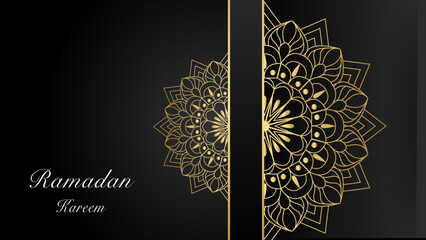 Islamic greeting card template with ramadan for wallpaper design. Poster, media banner. Vector illustrations.