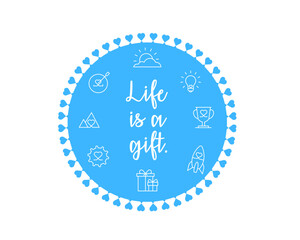 Life is a gift illustration, vector, editable stroke