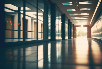 Generative AI illustration of empty corridor in office center