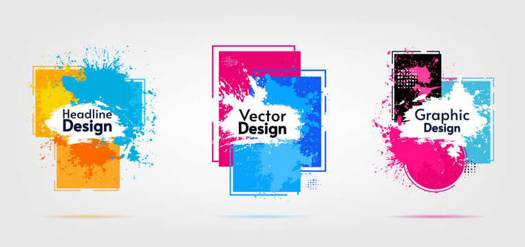 Vector illustration. Set of paint splash. Splash flat set posters, decorative shapes. Colorful design.