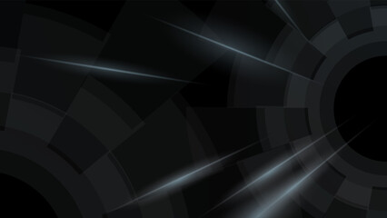 Abstract techno on dark background. Vector illustration of gear mechanism with light effect.