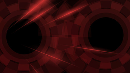 Abstract computer hi-tech background in neon red. Metallic objects. Technology background.