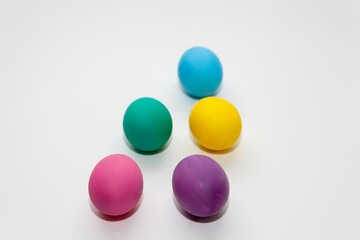 Painted Easter eggs isolated on white background