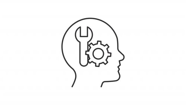Animated skills linear icon. Competence motivation. Technical knowledge. Qualification. Seamless loop HD video with alpha channel on transparent background. Outline motion graphic animation