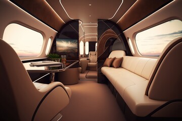 Luxury jet interior . Ai. Modern business airline