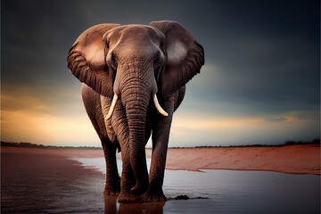 Naklejka na ściany i meble Elephant, Safari animal wildlife (Ai generated)