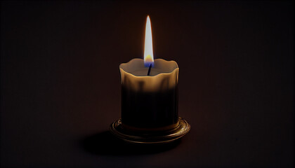 Light from candle flame completely dark background.