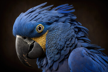 The hyacinth macaw (Anodorhynchus hyacinthinus), or hyacinthine macaw, is a parrot native to central and eastern South America.  - obrazy, fototapety, plakaty