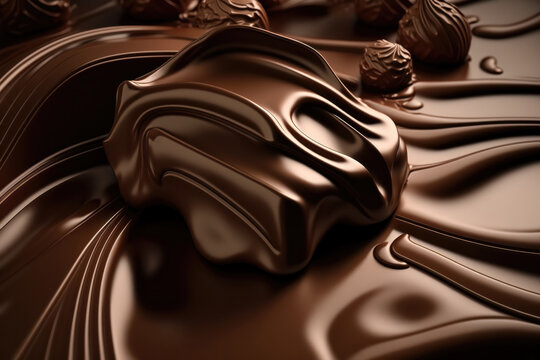 AI image of silky melted chocolate with sweet