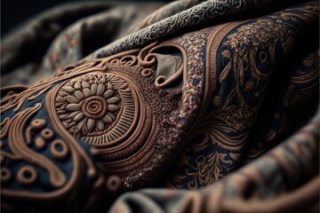 Wool scarf soft texture and intricate patterns (Ai generated)