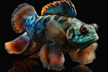Fototapeta premium Mandarin fish is a small marine fish, scientifically known as Synchiropus splendidus, in the family Little Dragonfish. 