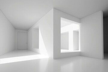 White minimalist architectural space. AI technology generated image