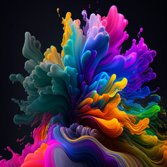 illustration background abstract color splash of paints .Generative AI