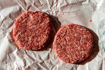 juicy and fresh raw hamburgers