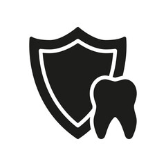 Medical Oral Care. Dental Insurance Glyph Pictogram. Teeth Protection and Hygiene Silhouette Icon. Tooth Defense. Dental Treatment Solid Sign. Dentistry Symbol. Isolated Vector Illustration