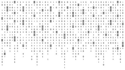 Random binary code. One and zero on white background