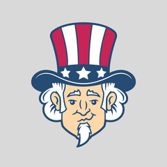 Uncle Sam with happy face vintage styled vector illustration
