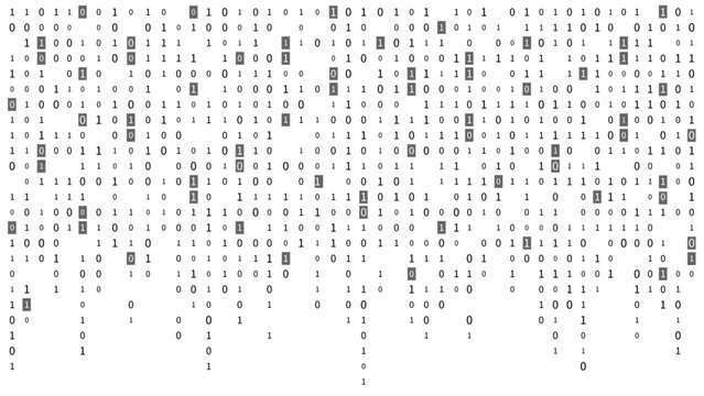 Random binary code. One and zero on white background