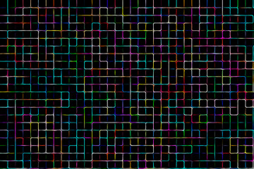 black background with a grid of squares of different colors