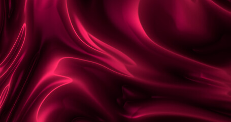4k Amazing abstract maroon curved silk texture. 3d banner dark royal red color. Oil marble trendy dynamic art with glowing effect. Wavy fluid modern deluxe background. Passion lovely banner. Romantic
