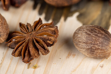 Whole fragrant star-shaped Anise Spices