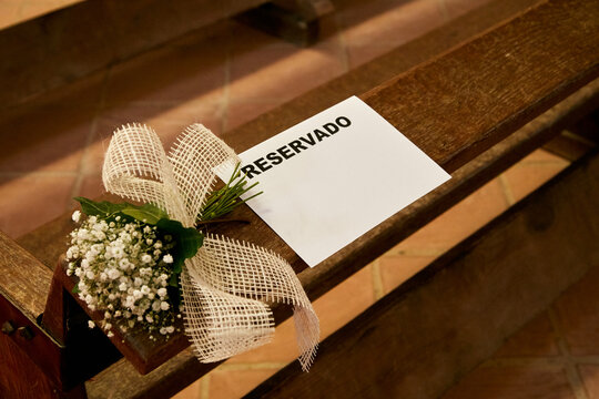 Cartel, reservado, boda, religi&oacute;n