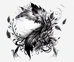 Black tattoo design vector  sketch on white background