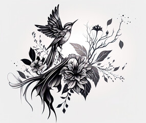 Black tattoo design vector  sketch on white background